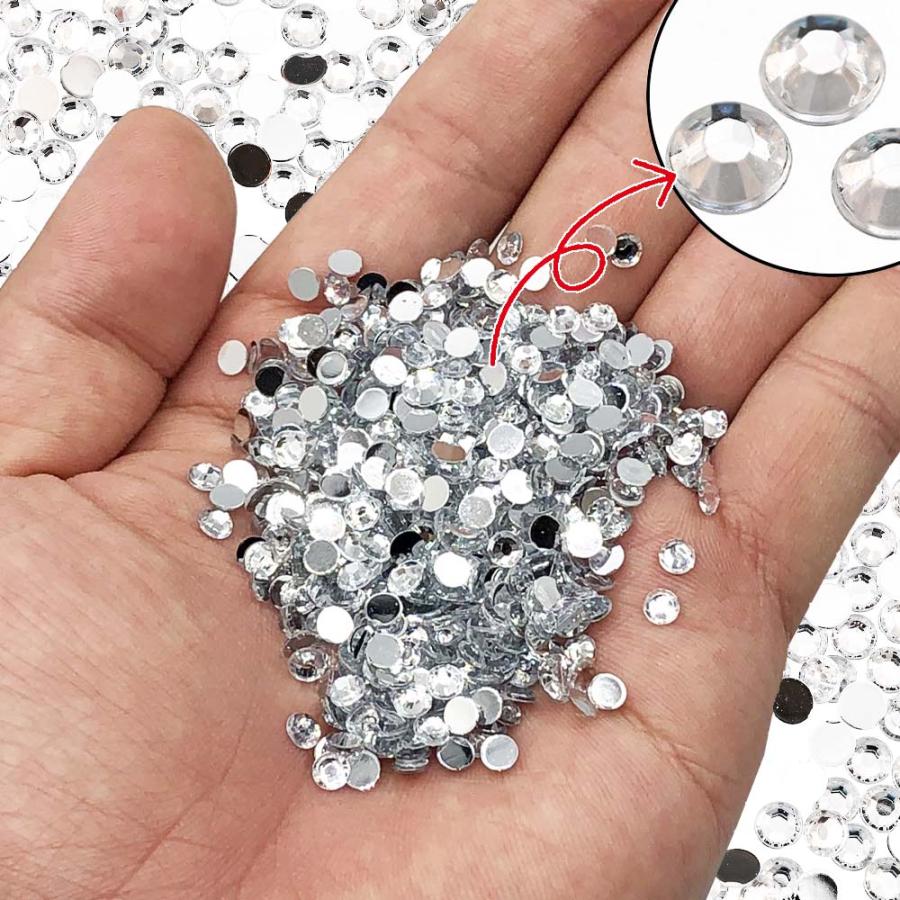 ラインストーン 4mm クリア 3000粒 丸 プラ製 ネイル 3D デコ レジン 