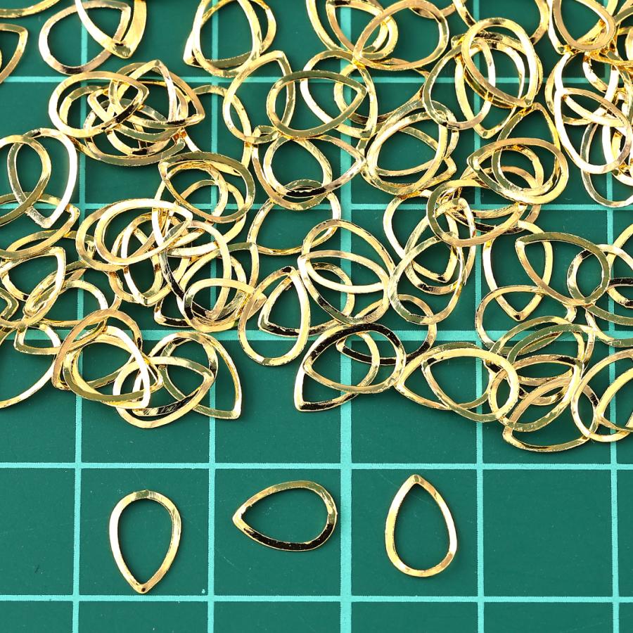 フレームパーツ しずく ゴールド 8mm 500個 ネイル メタル