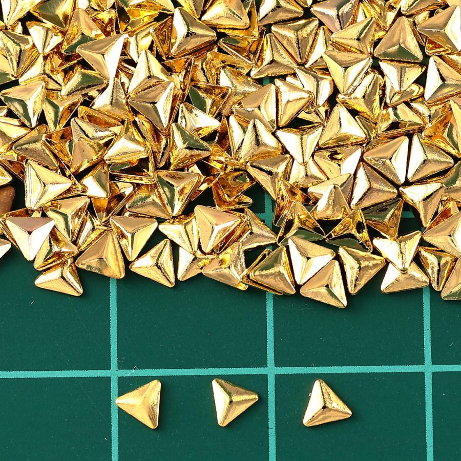 ネイルパーツ スタッズ 三角 3mm ゴールド 500個 メタル 立体 レジン
