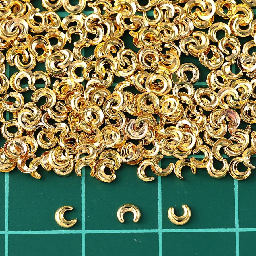 ネイルパーツ 月 スタッズ 3mm ゴールド 500個 メタル レジン封入