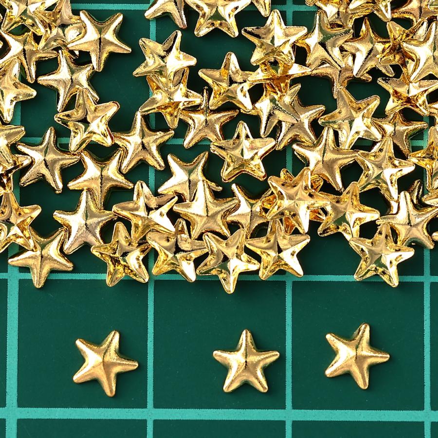 ネイルパーツ スタッズ 星 ゴールド 5mm 立体 1000個 封入 デコ