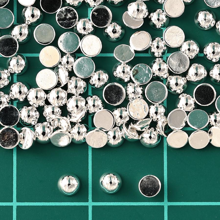 ネイルパーツ スタッズ 丸 シルバー 3mm 半円 500個 メタル 封入