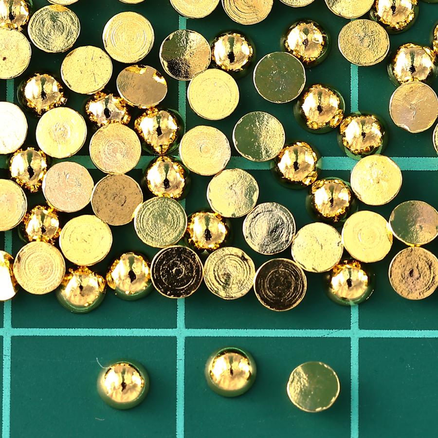 ネイルパーツ スタッズ 丸 ゴールド 3mm 半円 500個 封入 メタル