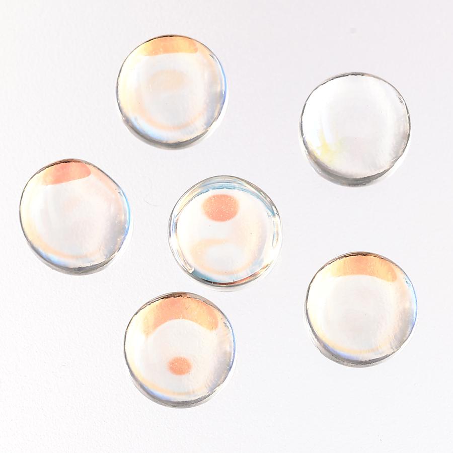 ガラス カボション 6mm クリア オーロラ 100個 透明 ぷっくり半球 