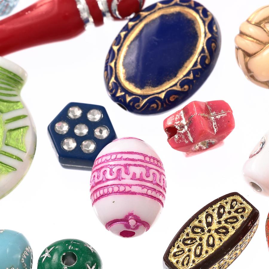 ビーズ アンティーク ミックス 8mmー25mm 100g 丸 混形 アソート