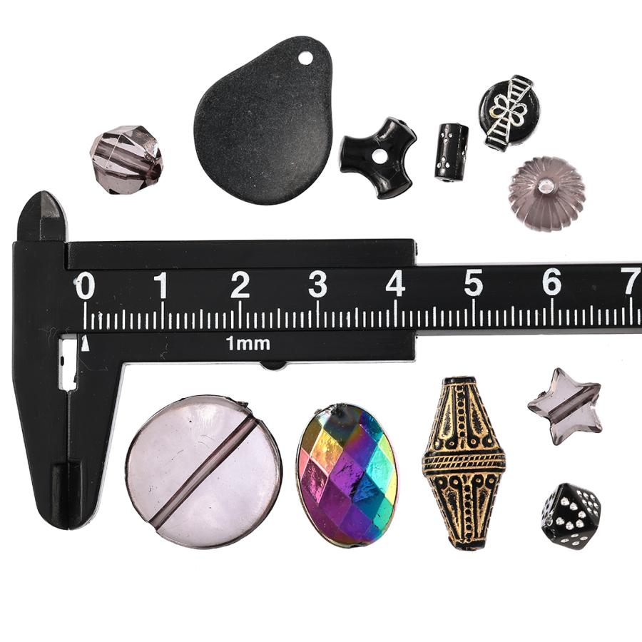 ビーズ ミックス 8mmー25mm 黒 100g たっぷり 丸 混形 アソート
