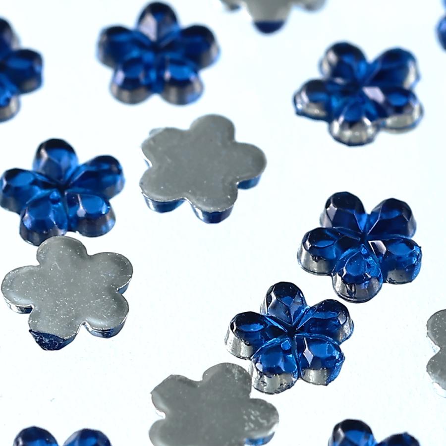 ラインストーン 3mm 青 花 9000粒 プラ製 立体 ネイル レジン デコ