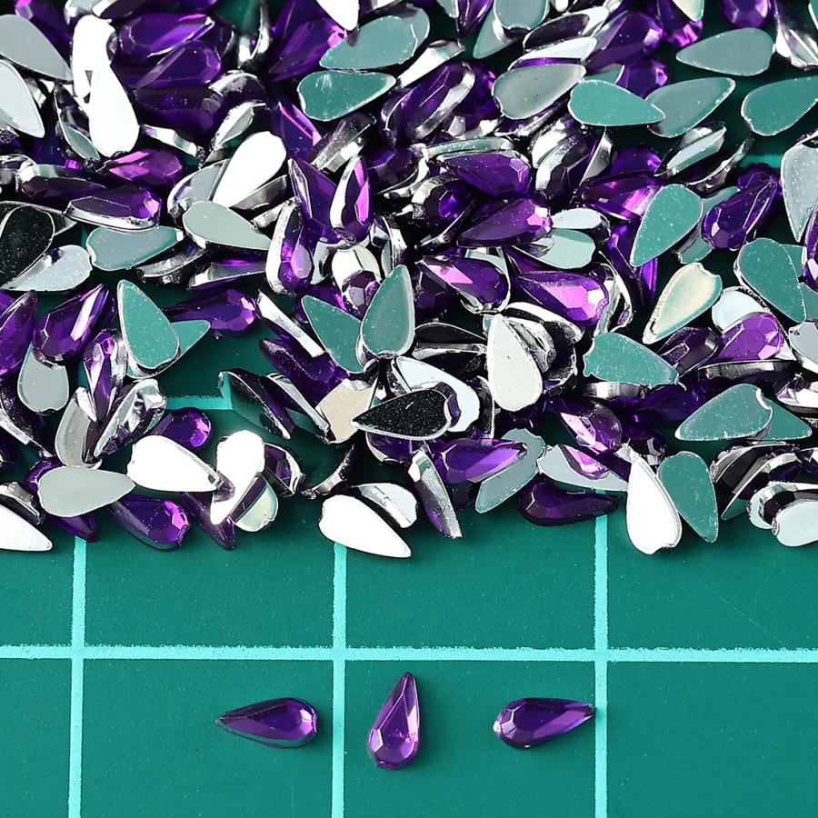 ラインストーン 雫 紫 4mm 9000粒 プラ製 立体 ネイル レジン デコ
