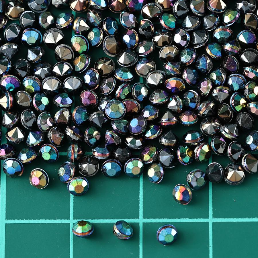 ラインストーン 黒 3mm Vカット オーロラ 9000粒 ネイル レジン