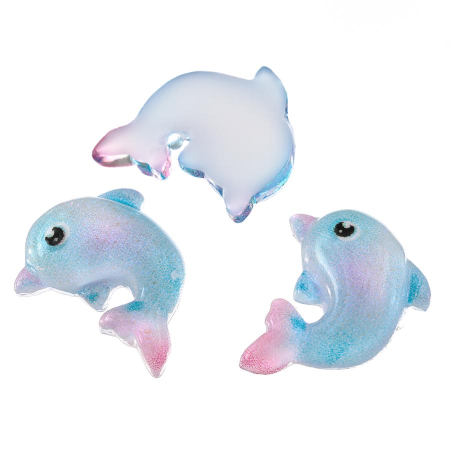 デコパーツ 海 イルカ 青 13mm 200個 カボション ネイル レジン