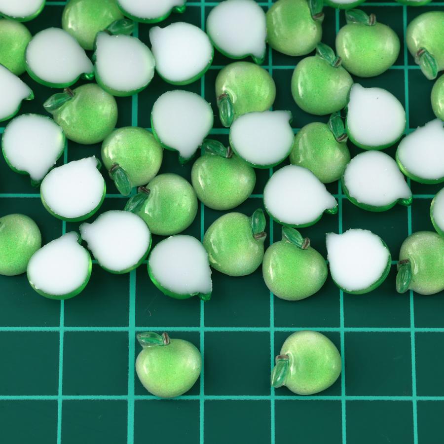 デコパーツ 果物 りんご 11mm 青 200個 食品サンプル ネイル レジン