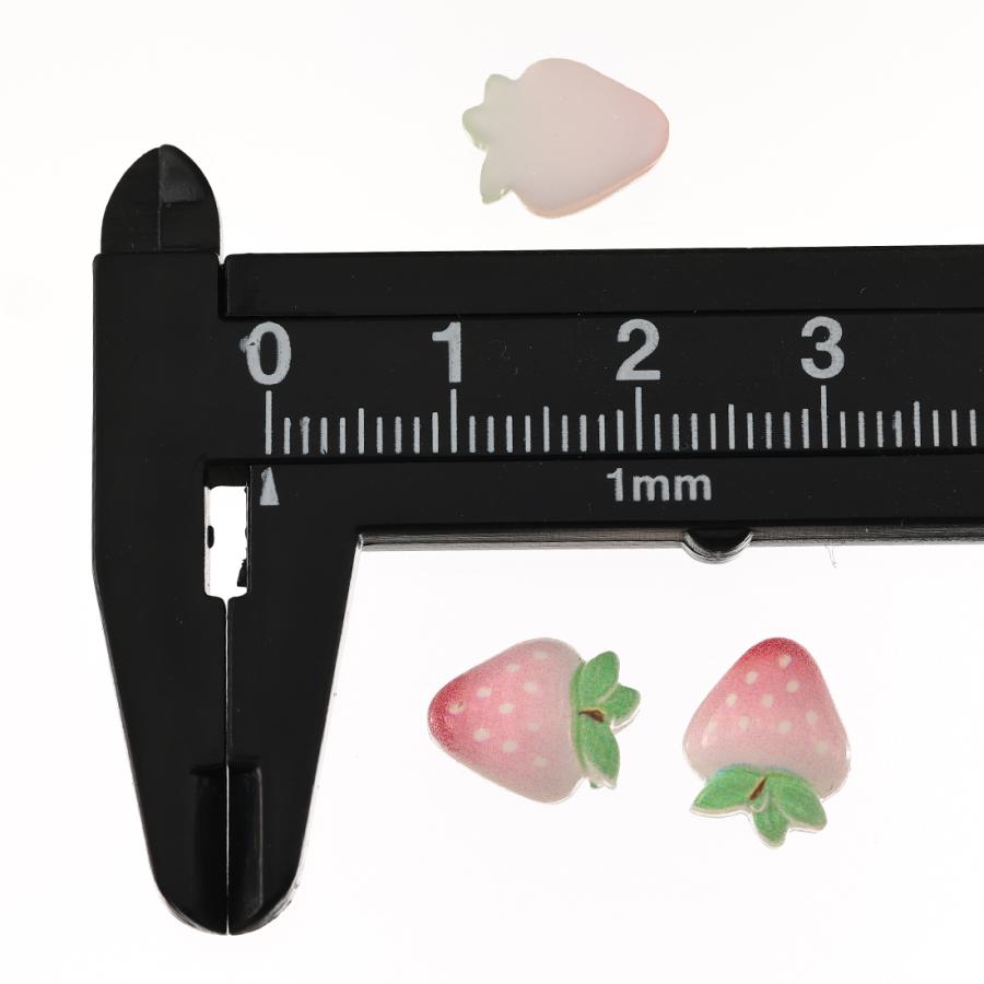 デコパーツ 果物 いちご 11mm ピンク 200個 食品サンプル ネイル