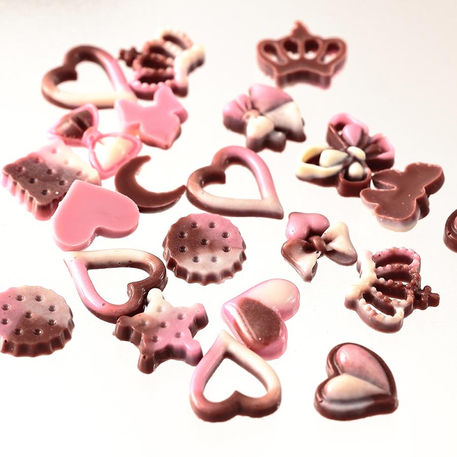 ネイルパーツ ハート チョコ ピンク 10mm 400個 混形 デコパーツ