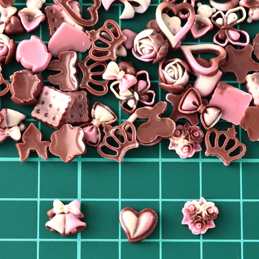 ネイルパーツ ハート チョコ ピンク 10mm 400個 混形 デコパーツ
