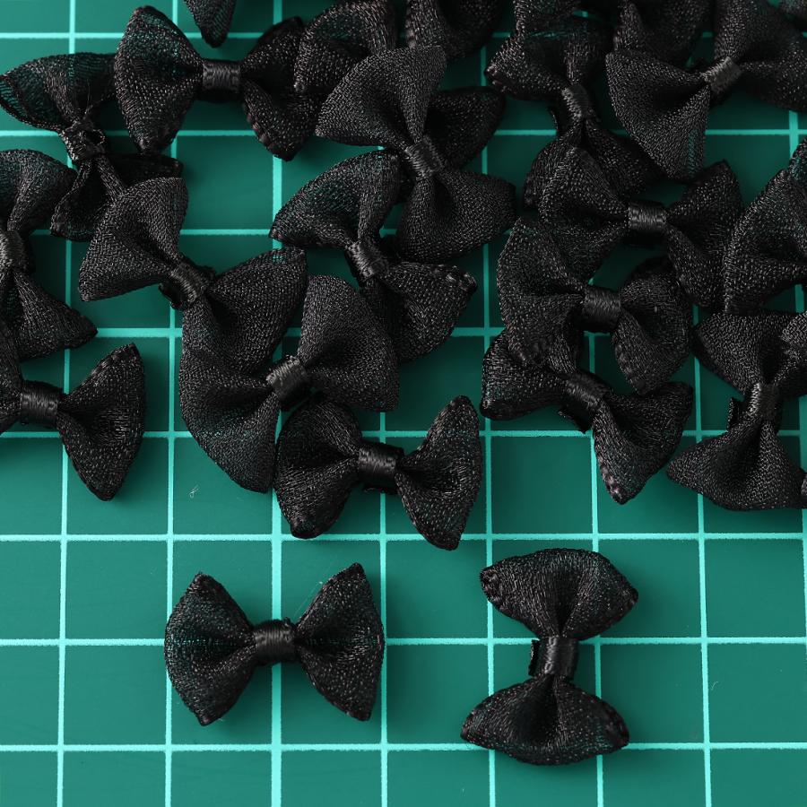 デコパーツ リボン 黒 小さめ 20mm 100個 3D ネイルパーツ ミニ