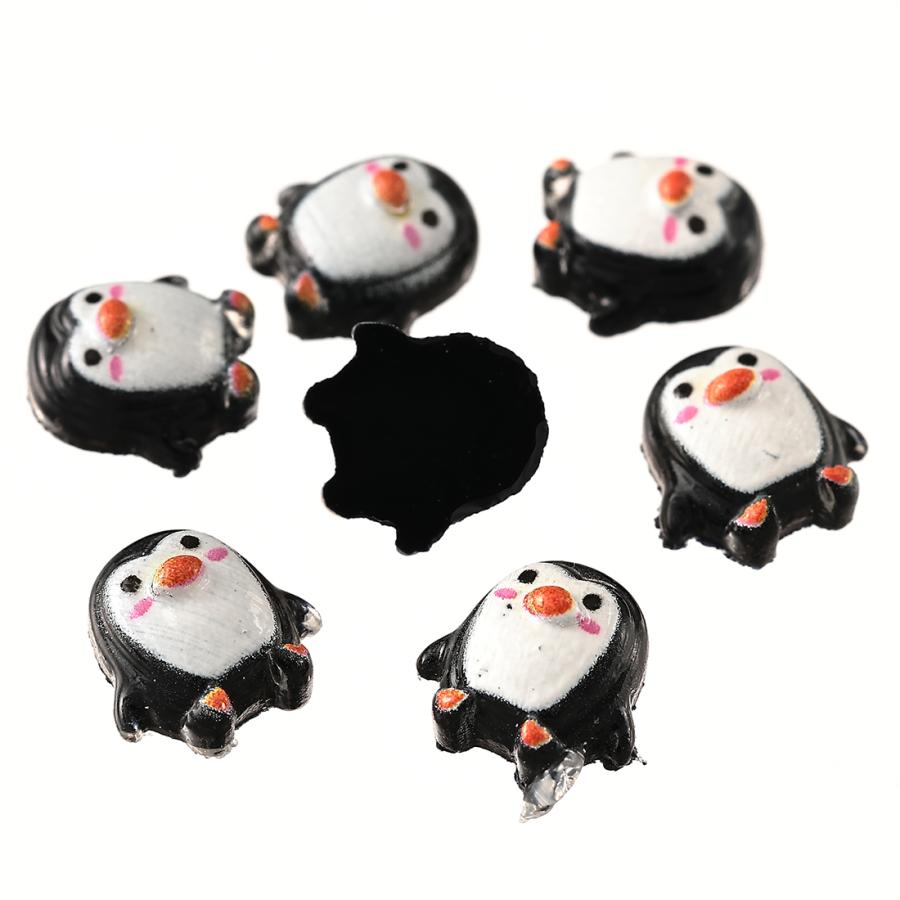 デコパーツ 動物 鳥 ペンギン 9mm 黒 250個 3D アニマル ネイルパーツ