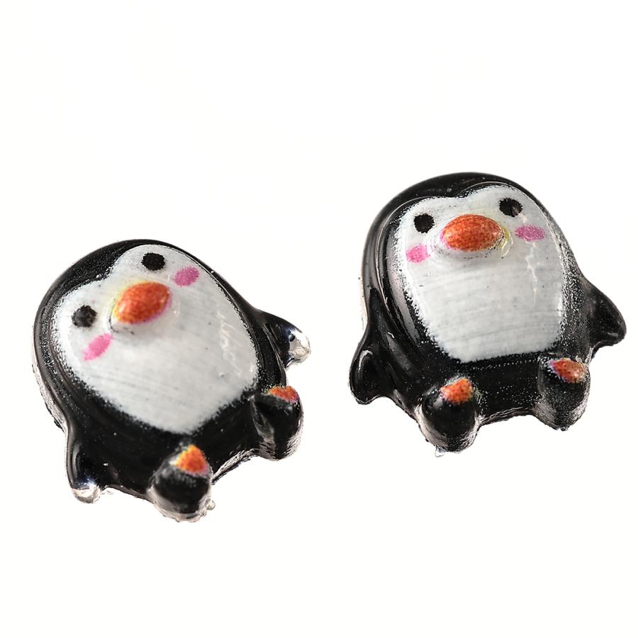 デコパーツ 動物 鳥 ペンギン 9mm 黒 250個 3D アニマル ネイルパーツ