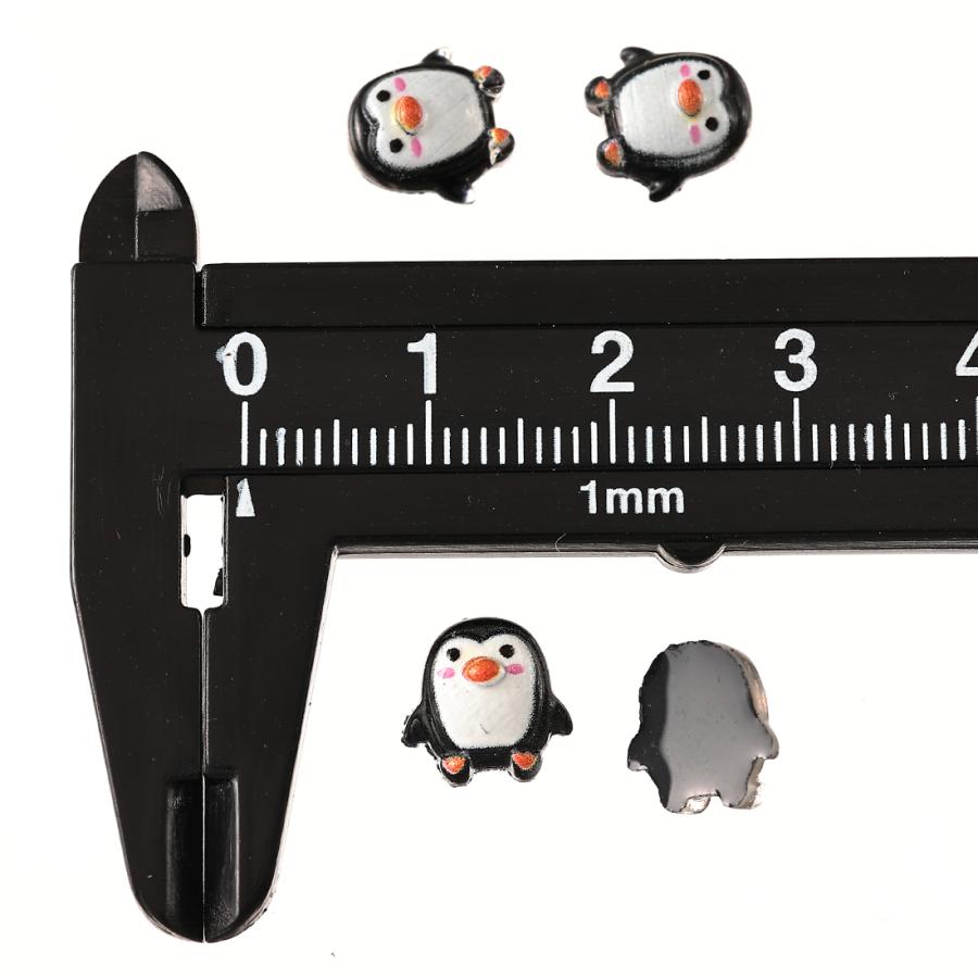 デコパーツ 動物 鳥 ペンギン 9mm 黒 250個 3D アニマル ネイルパーツ