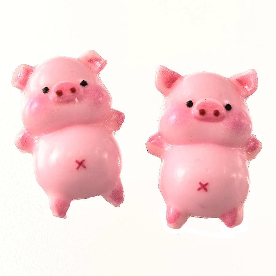 デコパーツ 動物 ぶた 14mm ピンク 200個 3D アニマル ネイルパーツ