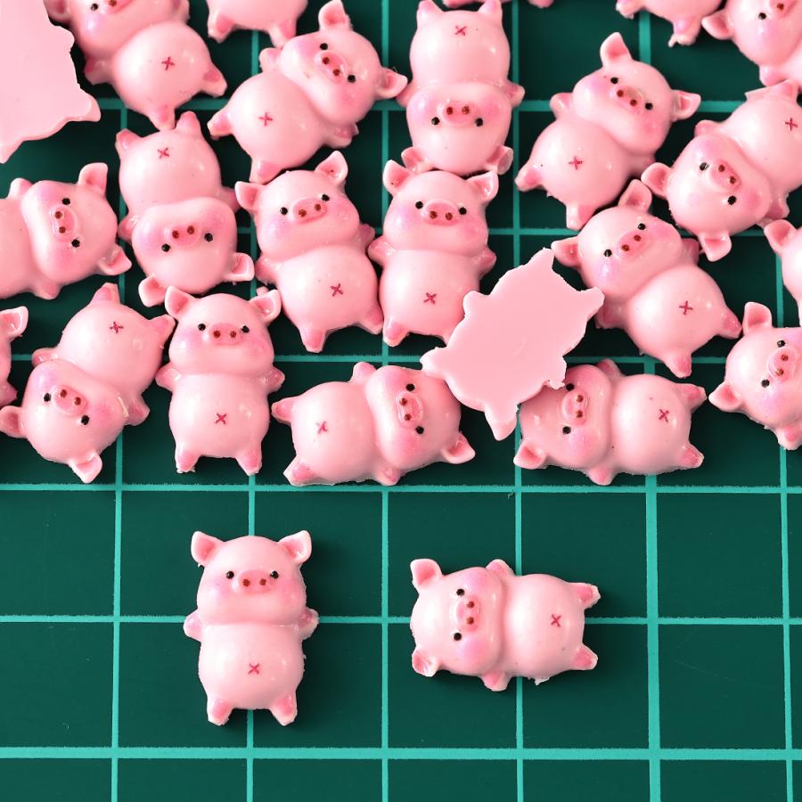 デコパーツ 動物 ぶた 14mm ピンク 200個 3D アニマル ネイルパーツ
