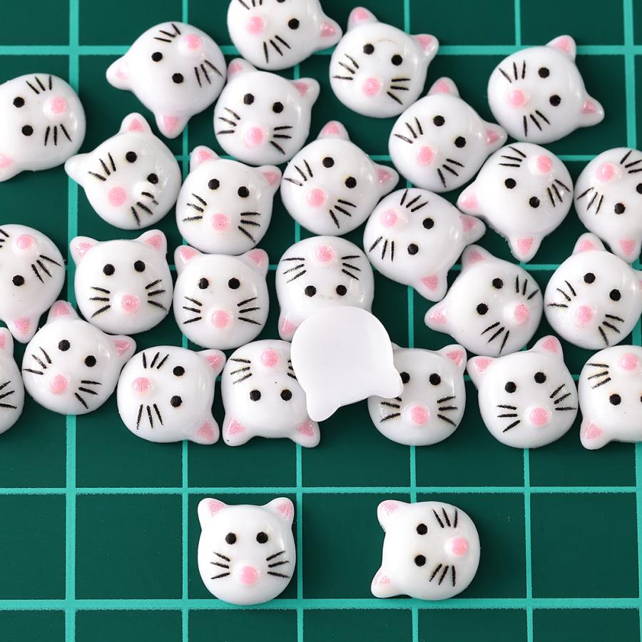 3dネイルパーツ ネイル ネイルパーツ フェレット どうぶつ デコパーツ デコパーツ 猫 動物 顔 9mm 白 200個 3D アニマル ネイルパーツ ミニ