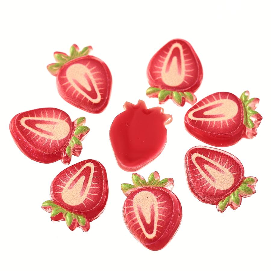 デコパーツ いちご 12mm 赤 200個 3D 果物 ネイルパーツ ミニ フルーツ