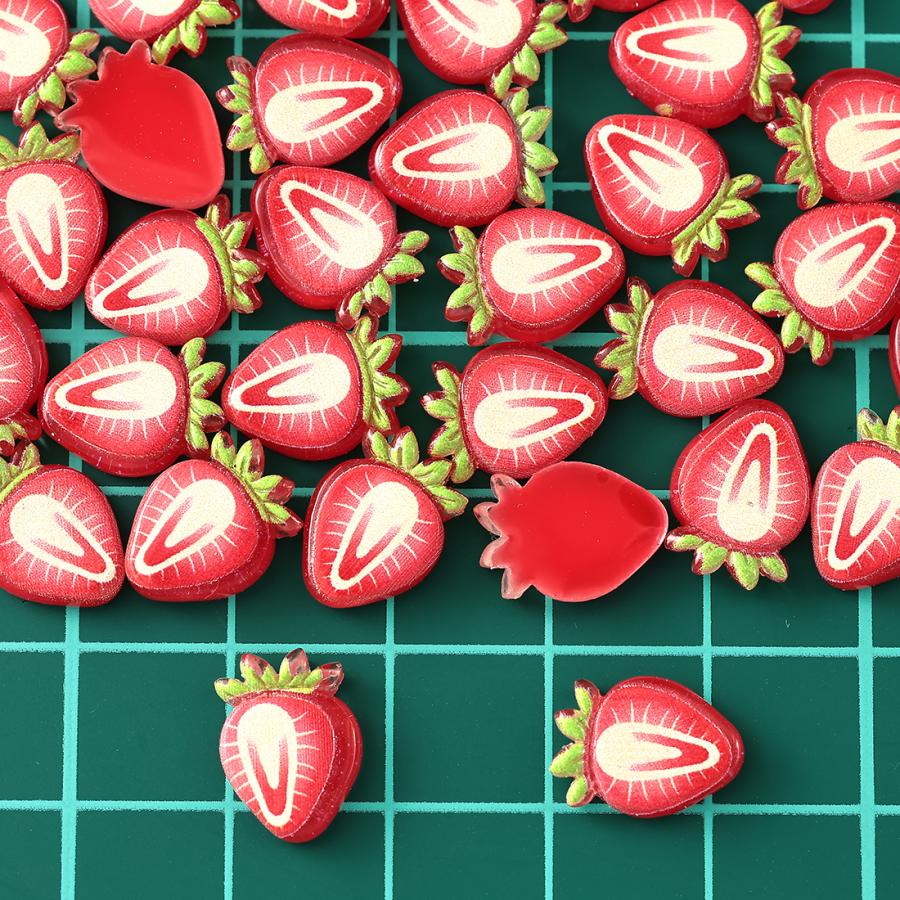 デコパーツ いちご 12mm 赤 200個 3D 果物 ネイルパーツ ミニ フルーツ