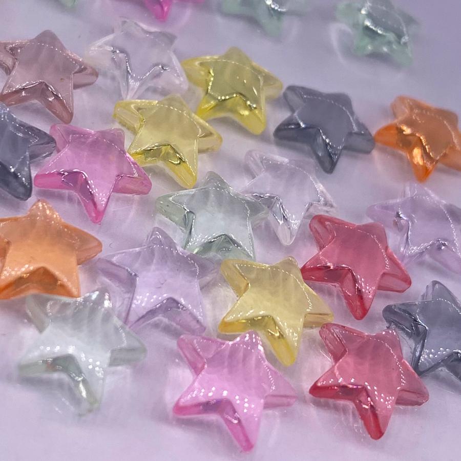 ネイルパーツ 星 カボション 10mm 混色 クリア 100個 ミックス 透明
