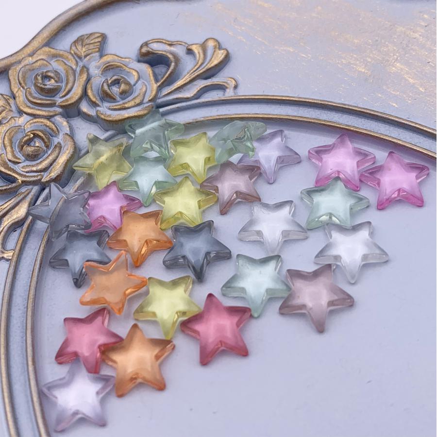 ネイルパーツ 星 カボション 10mm 混色 クリア 100個 ミックス 透明