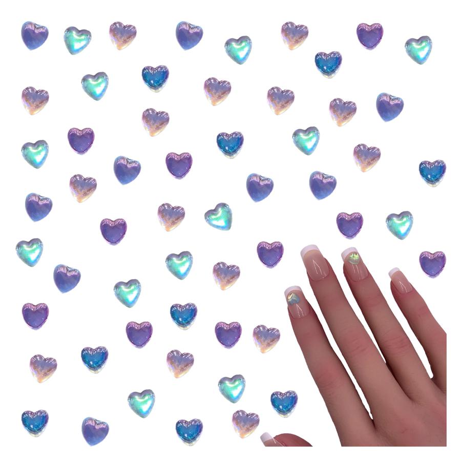 ネイルパーツ ハート オーロラ クリア 6mm ぷっくり 100個 小さめ