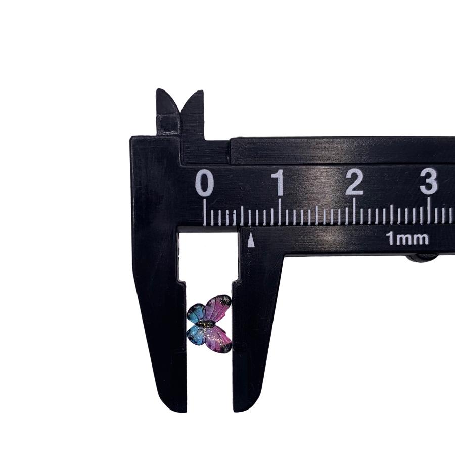 ネイルパーツ 蝶 紫 8mm 混色 ラメ 50個 蝶々 3D 立体 クリア 樹脂