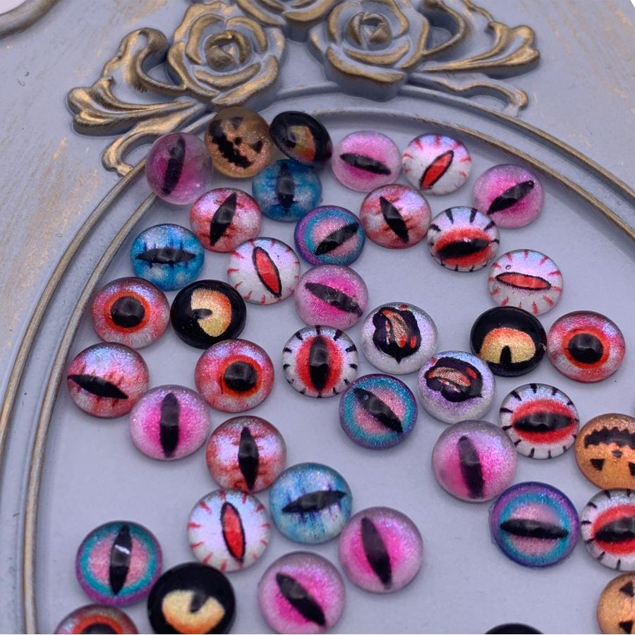 カボション 目 8mm 半円 混色 50個 ミックス 丸 クリア ぷっくり