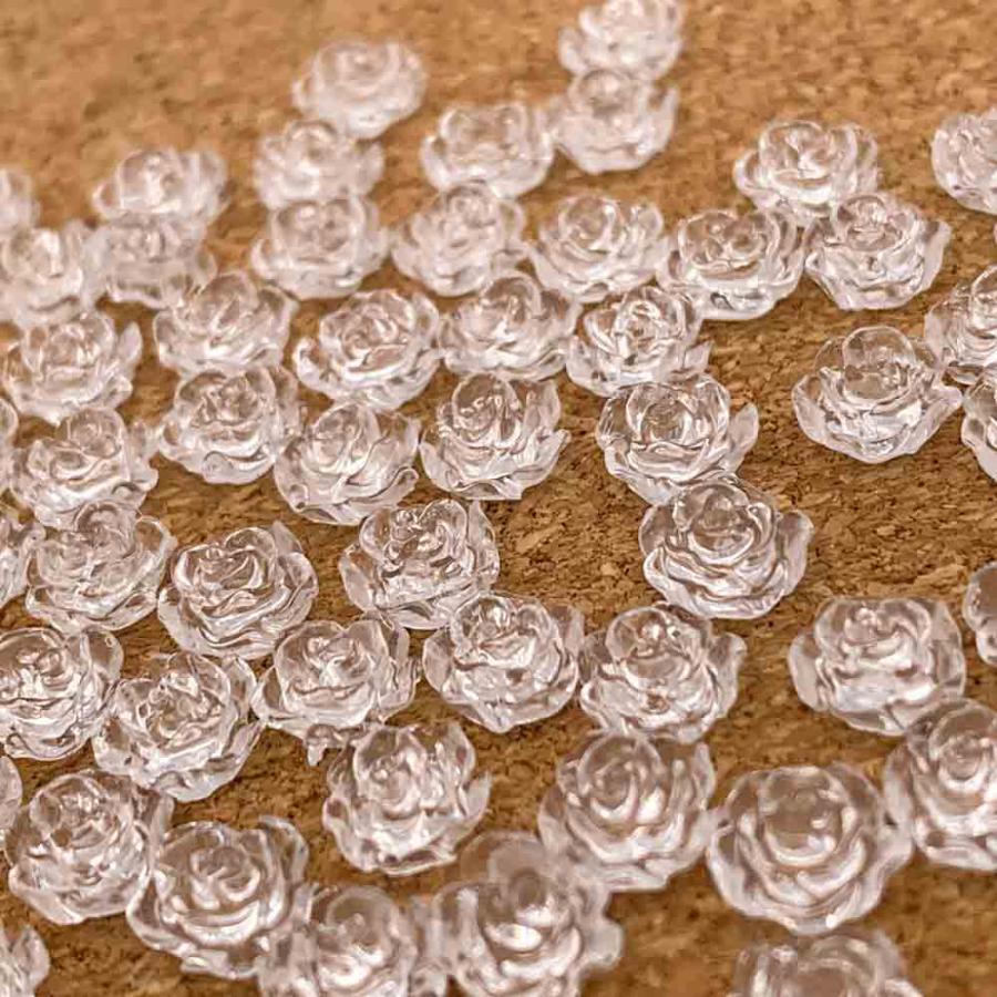 ネイルパーツ 花 クリア 8mm フラワー 50個 透明な花 3D 立体 樹脂