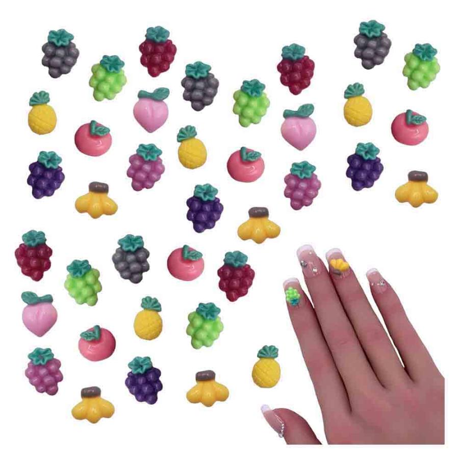 ネイルパーツ フルーツ ミックス 7ー12mm 蓄光 不透明 果物 100個 混色