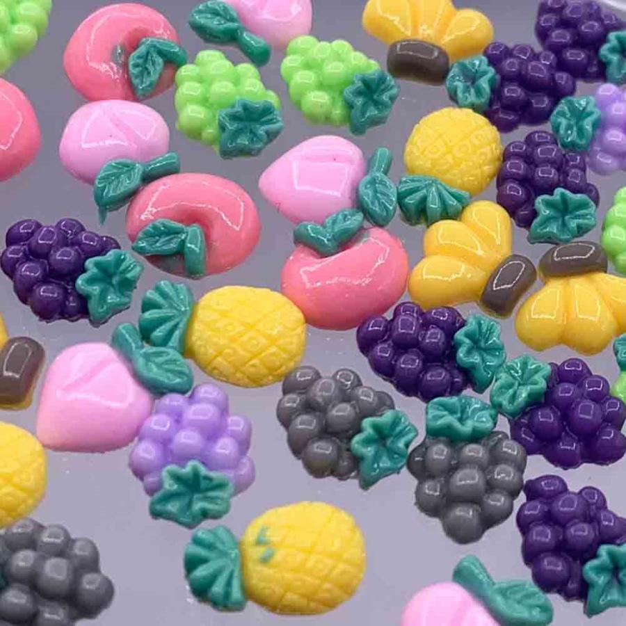 ネイルパーツ フルーツ ミックス 7ー12mm 蓄光 不透明 果物 100個 混色