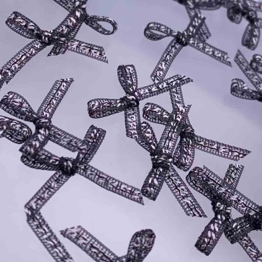 ネイルパーツ リボン オーガンジー 黒 混色 20mm 小さめ 50個 ミニ