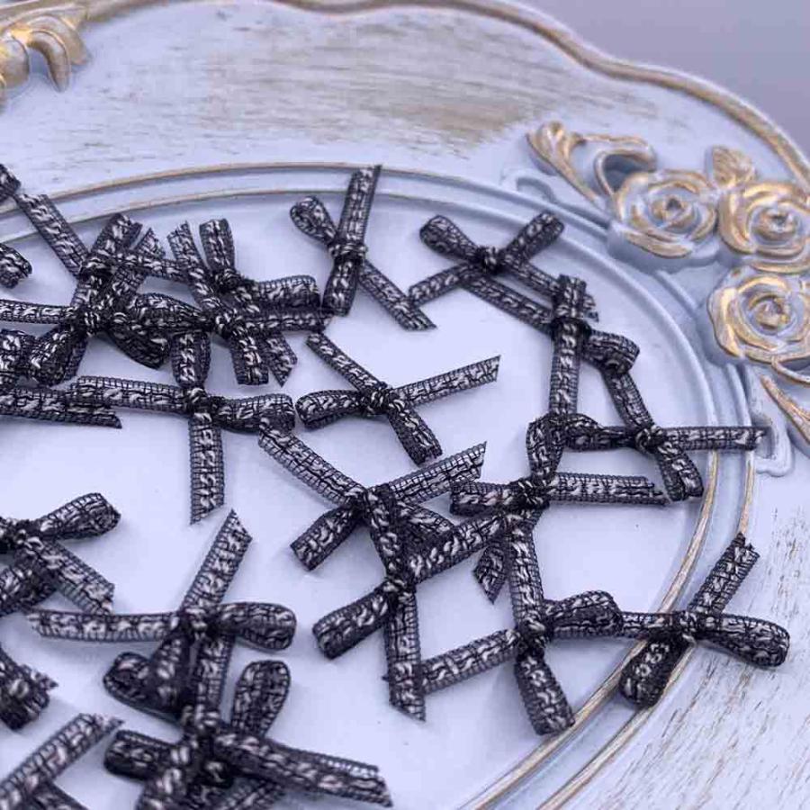 ネイルパーツ リボン オーガンジー 黒 混色 20mm 小さめ 50個 ミニ