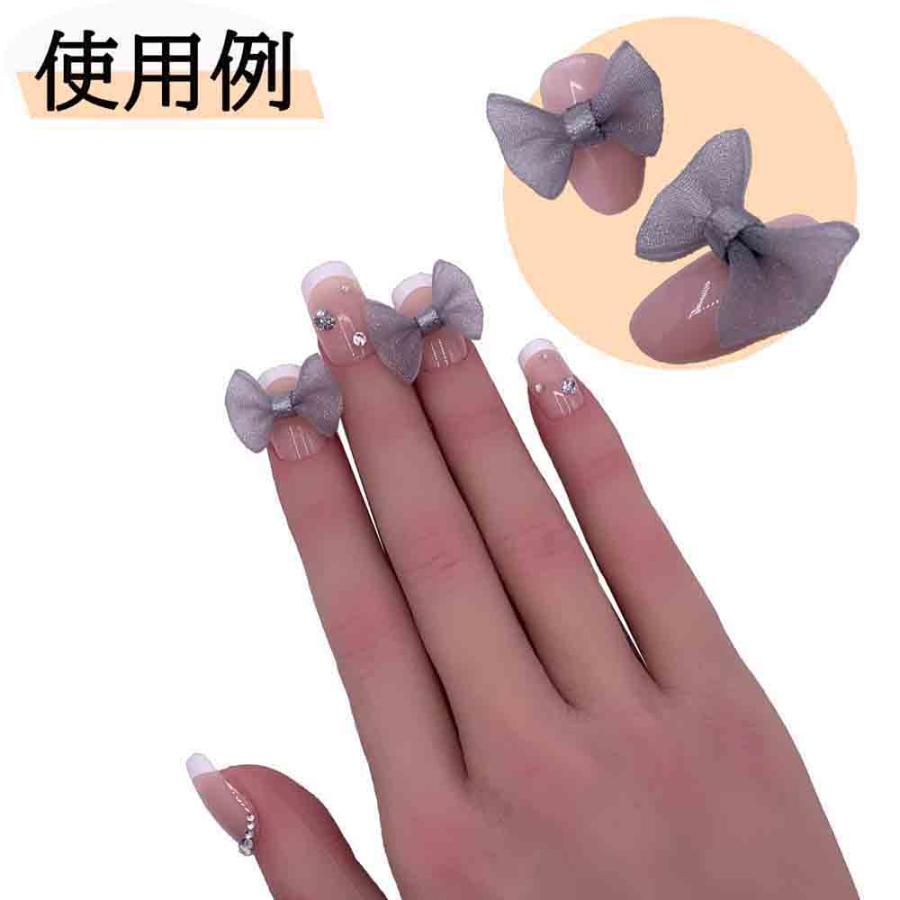 ネイルパーツ リボン グレー オーガンジー 20mm 小さめ 50個 蝶々
