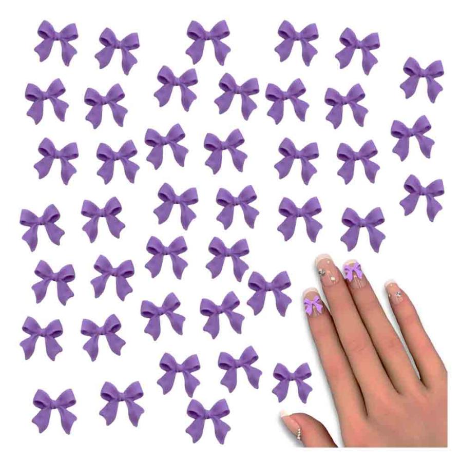 ラメ 紫 リボン ネイルパーツ 12個 ラメ 紫 リボン ネイルパーツ 12個