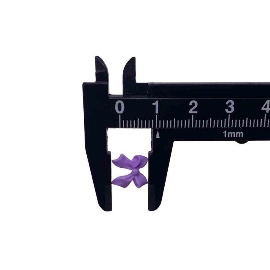 ネイルパーツ リボン 紫 10mm 艶消し 立体 3D 50個 小さめ