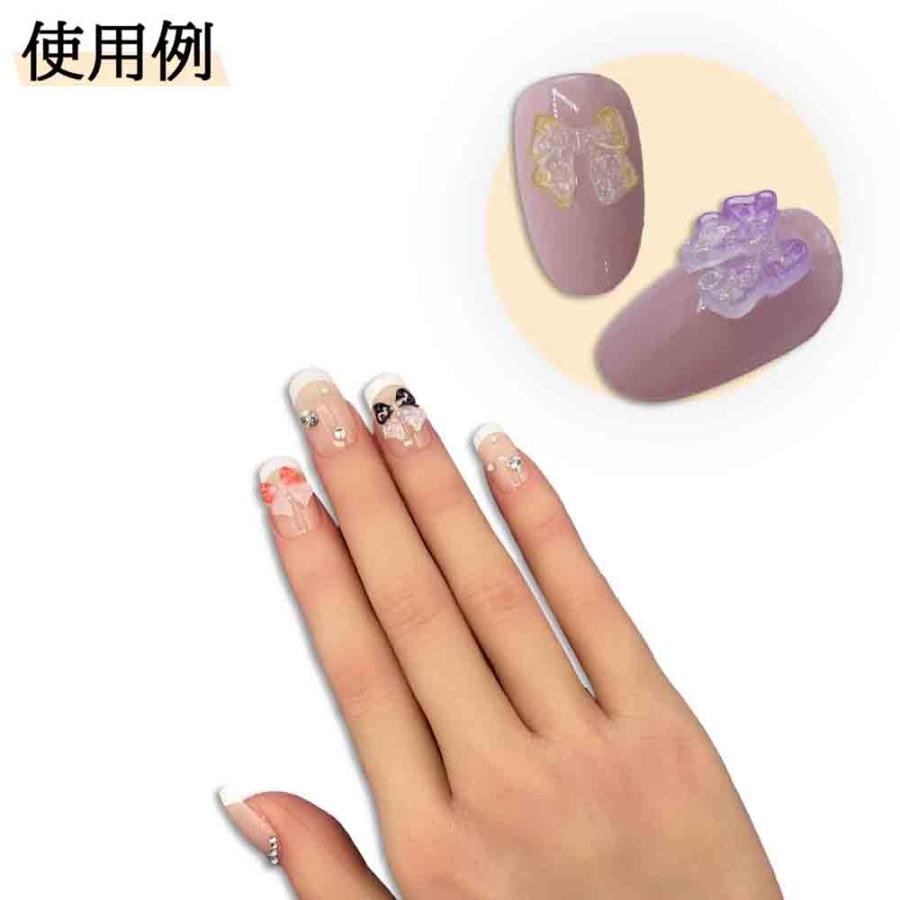 ネイルパーツ リボン クリア 10mm グラデーション ミックス 100個 3D