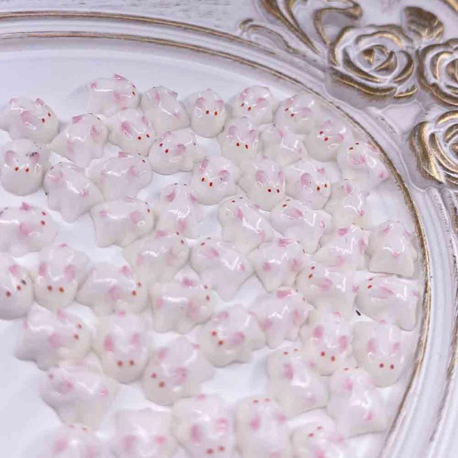 ネイルパーツ うさぎ 6mm ミニ ホワイト ウサギ 50個 雪 3D 立体