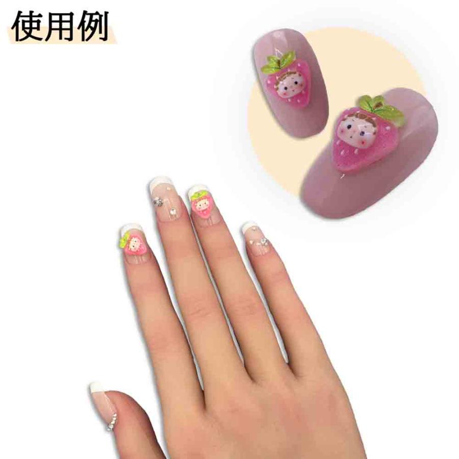 ネイルパーツ いちご 果物 ピンク 12mm 顔 フルーツ 50個 小さめ 3D