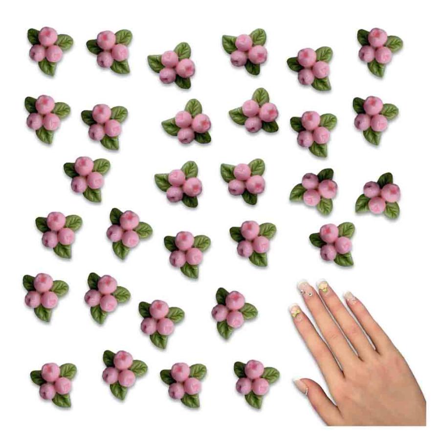 ネイルパーツ 花 8mm ピンク 蓄光 混色 50個 蕾 フラワー 小さめ 3D