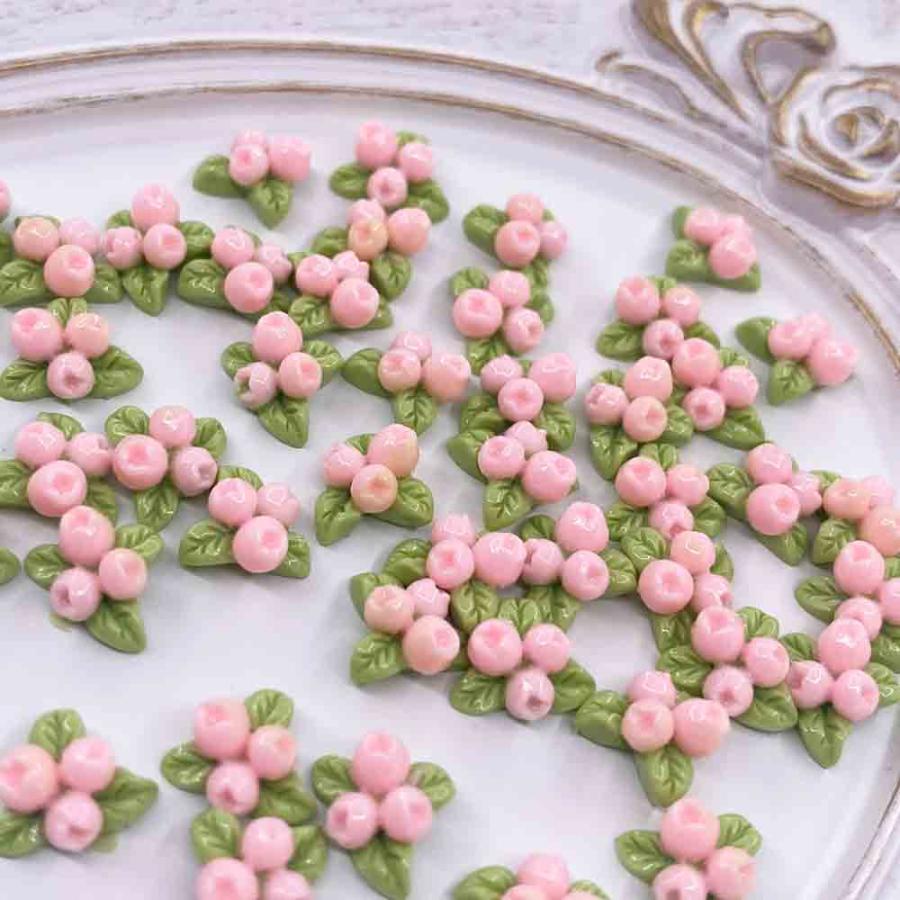 ネイルパーツ 花 8mm ピンク 蓄光 混色 50個 蕾 フラワー 小さめ 3D