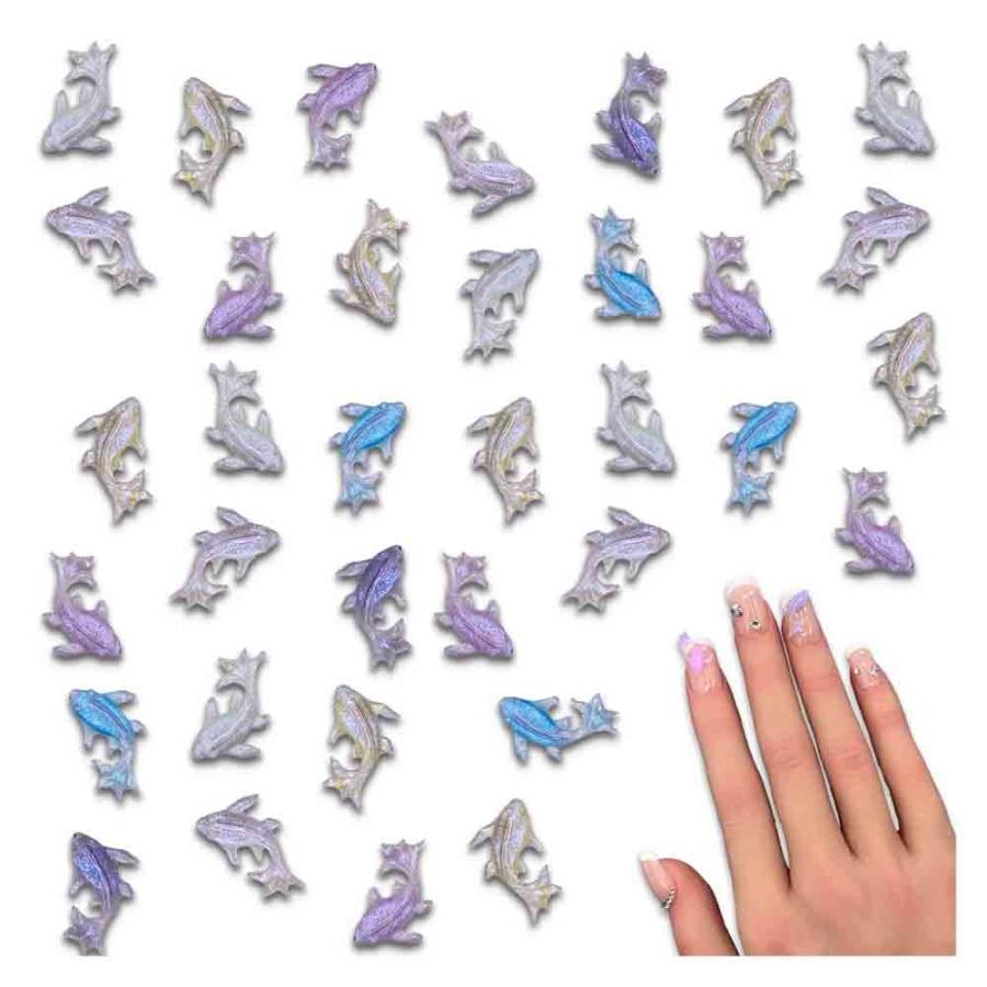 ネイルパーツ 海 魚 15mm 混色 ミックス 薄め 100個 クリア ラメ 3D