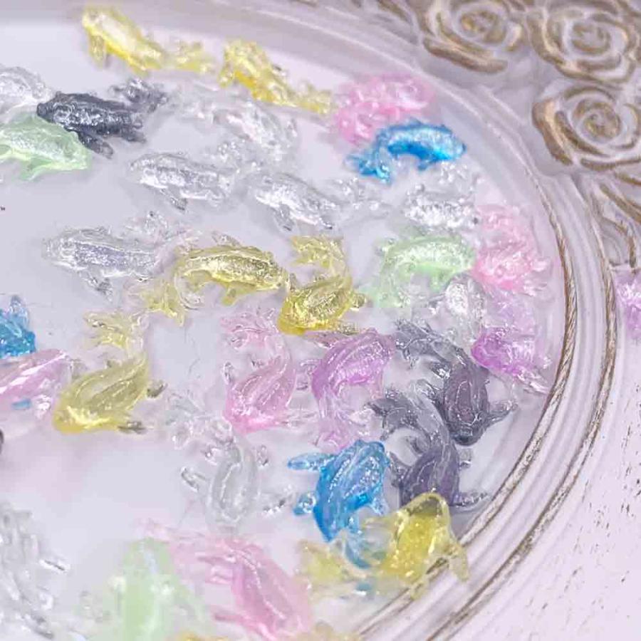 ネイルパーツ 海 魚 15mm 混色 ミックス 薄め 100個 クリア ラメ 3D