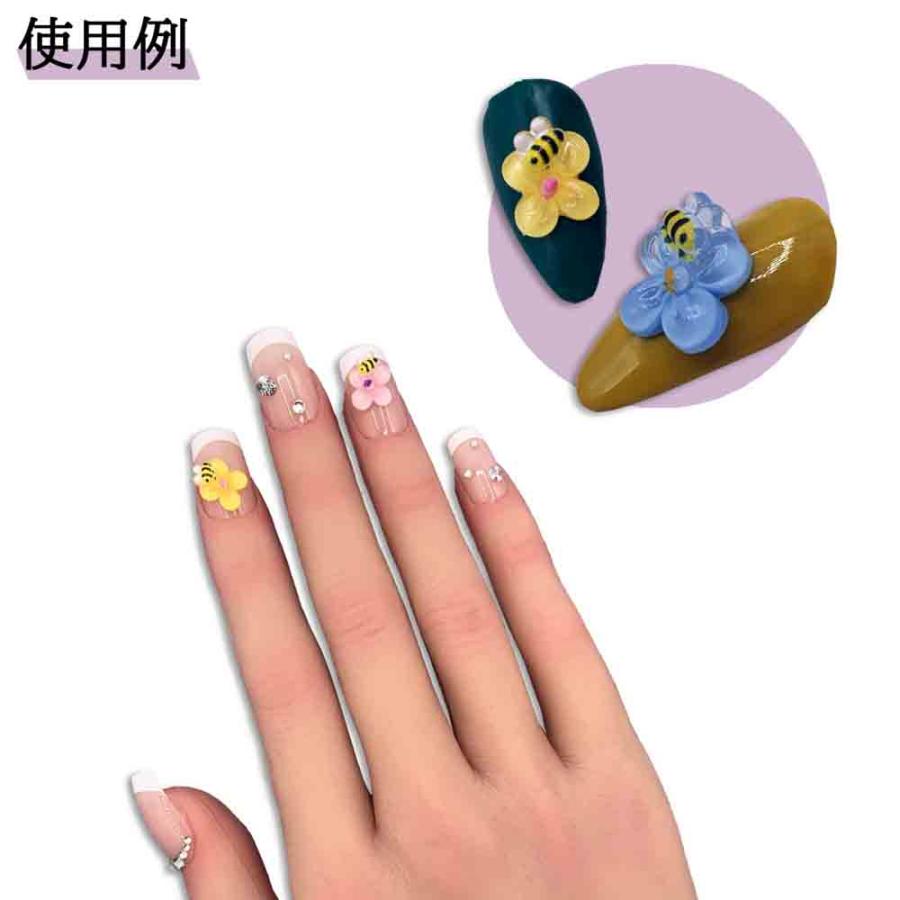 ネイルパーツ 花 10mm ミックス クリア 蜂 小さめ ぷっくり 50個