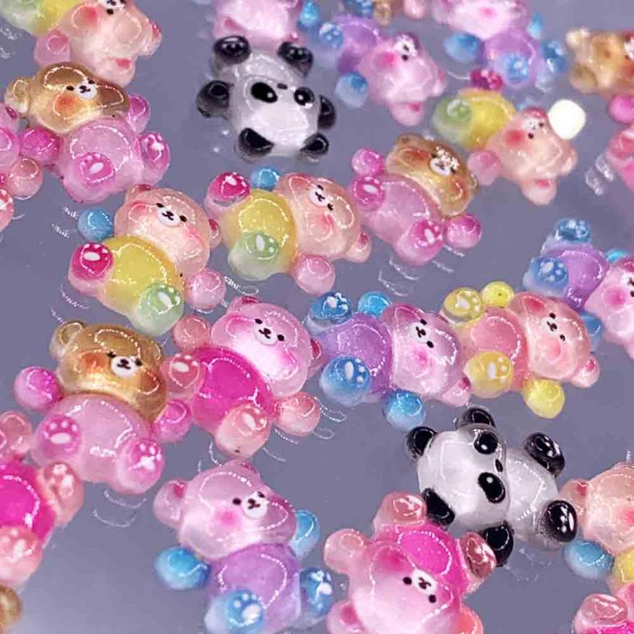ネイルパーツ 動物 クマ パンダ 12mm ミックス カラフル 50個 熊