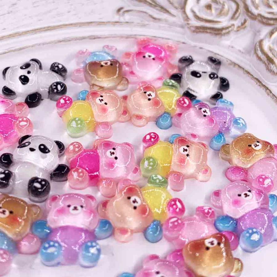 ネイルパーツ 動物 クマ パンダ 12mm ミックス カラフル 50個 熊